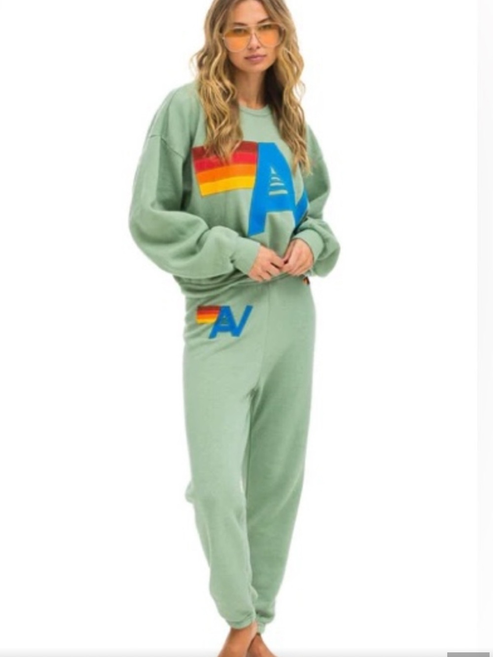 Green Graphic Pullover & Jogger Loungewear Set